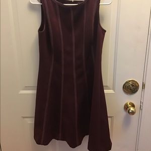 Deep Red Dress with faux leather stripes
